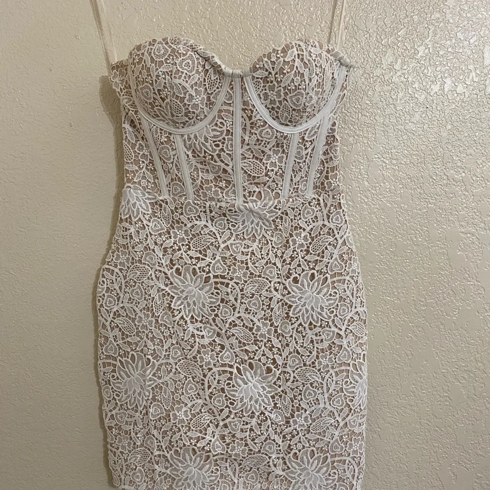 Fashion Nova Strapless White Lace Dress - Picture 5 of 5